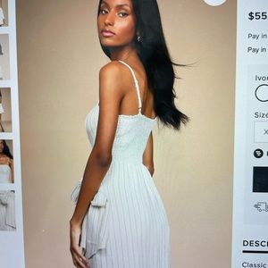 Classy and Sassy Ivory Pinstripe Faux-Wrap Mini Dress